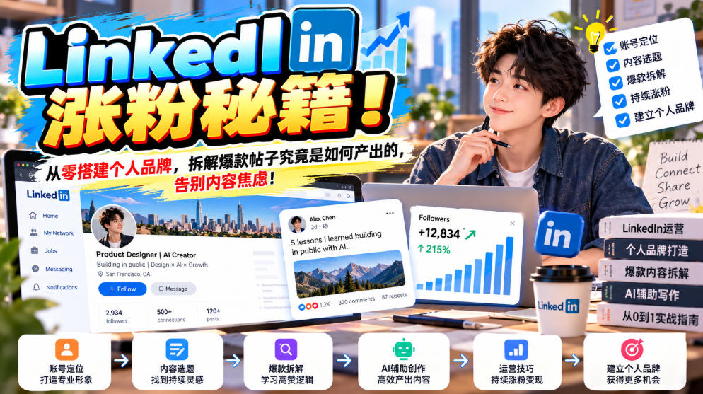 LinkedIn涨粉秘籍!从零搭建个人品牌,拆解爆款帖子究竟是如何产出的,告别内容焦虑!【原创双语字幕】-智享云联