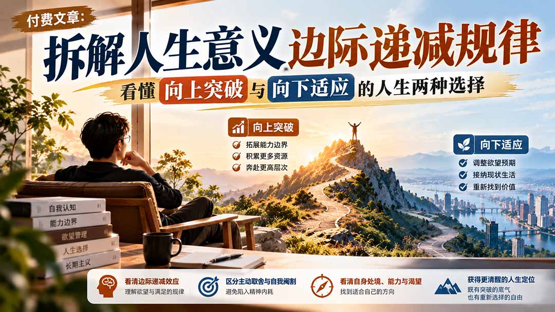 付费文章:拆解人生意义边际递减规律,看懂向上突破与向下适应的人生两种选择-智享云联